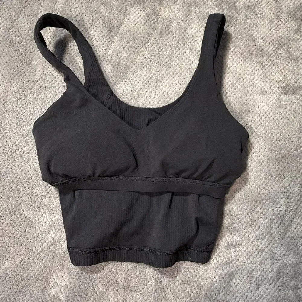 Lululemon Align Ribbed Cropped Tank Top size 4 padded sports bra Yoga Running Ac